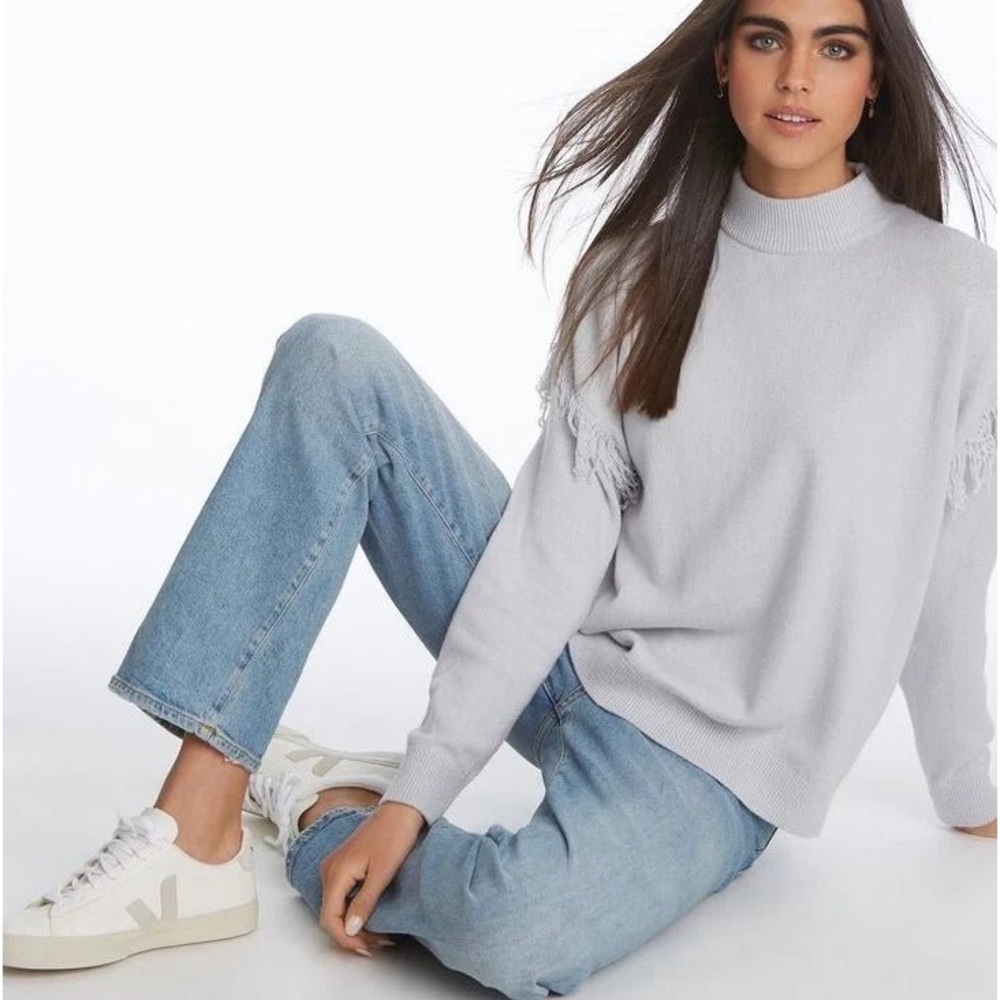 Elliott Lauren Fringe Mock Neck Sweater